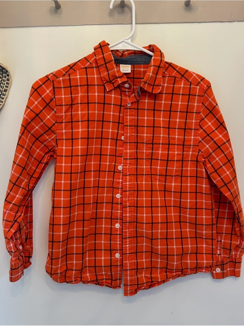 Gymboree Orange Plaid Button-Up Shirt (L) 10-12